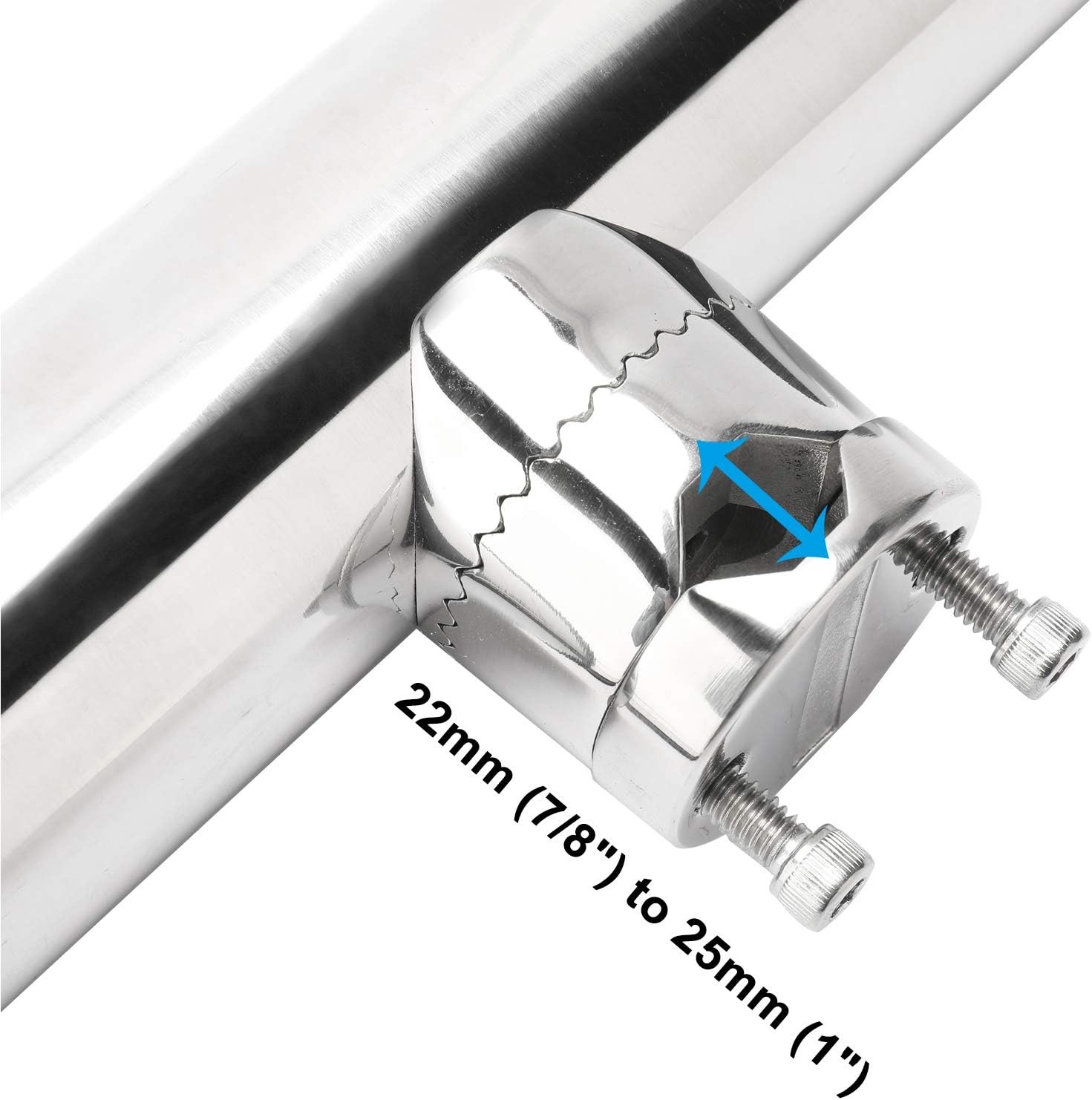 2Pcs Stainless Steel Rod Holders Clamp on Fishing Rod Holder for Rail 7/8" to 1"