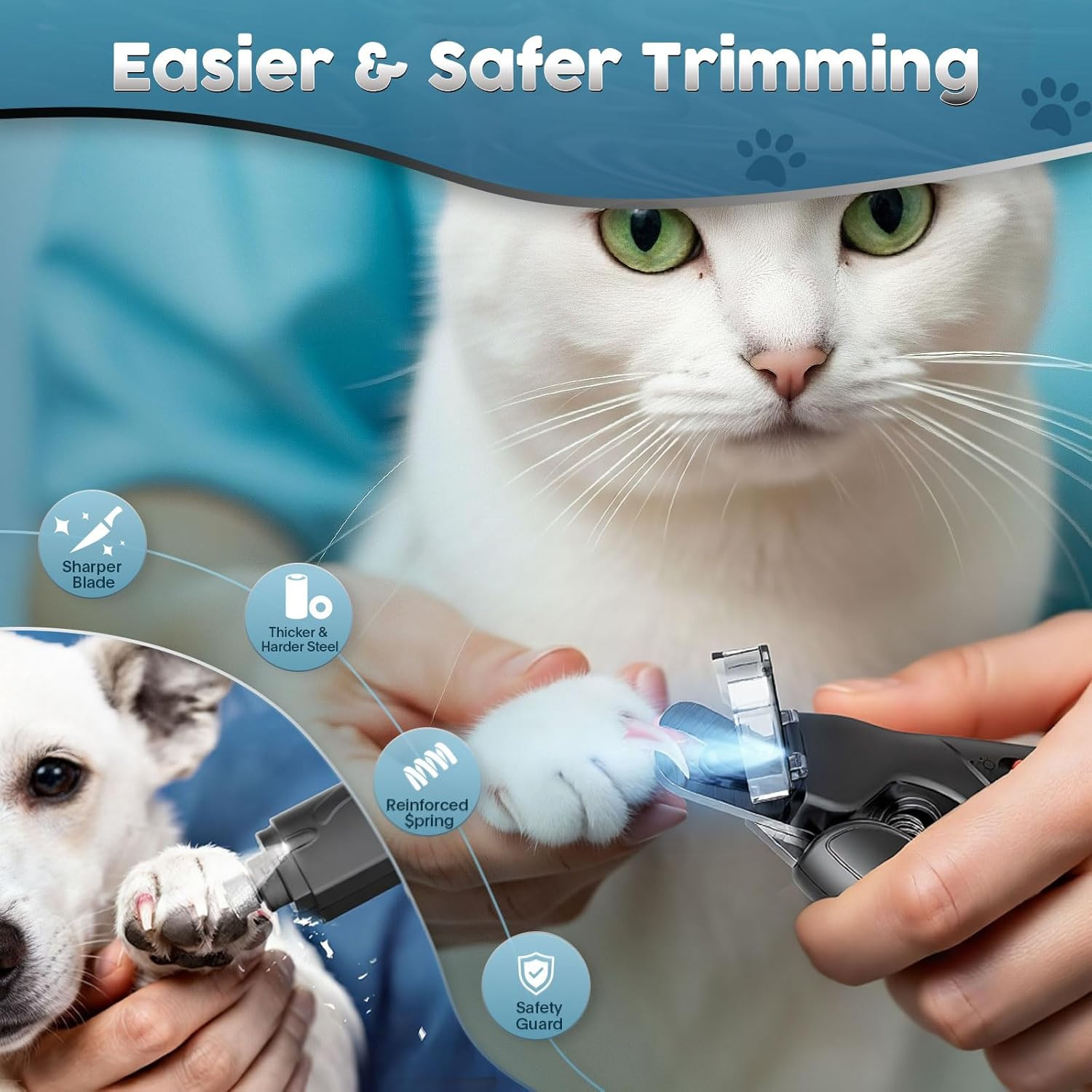 2-In-1 Dog & Cat Nail Clippers and Grinder with Light – Safety Guard to Avoid Ov