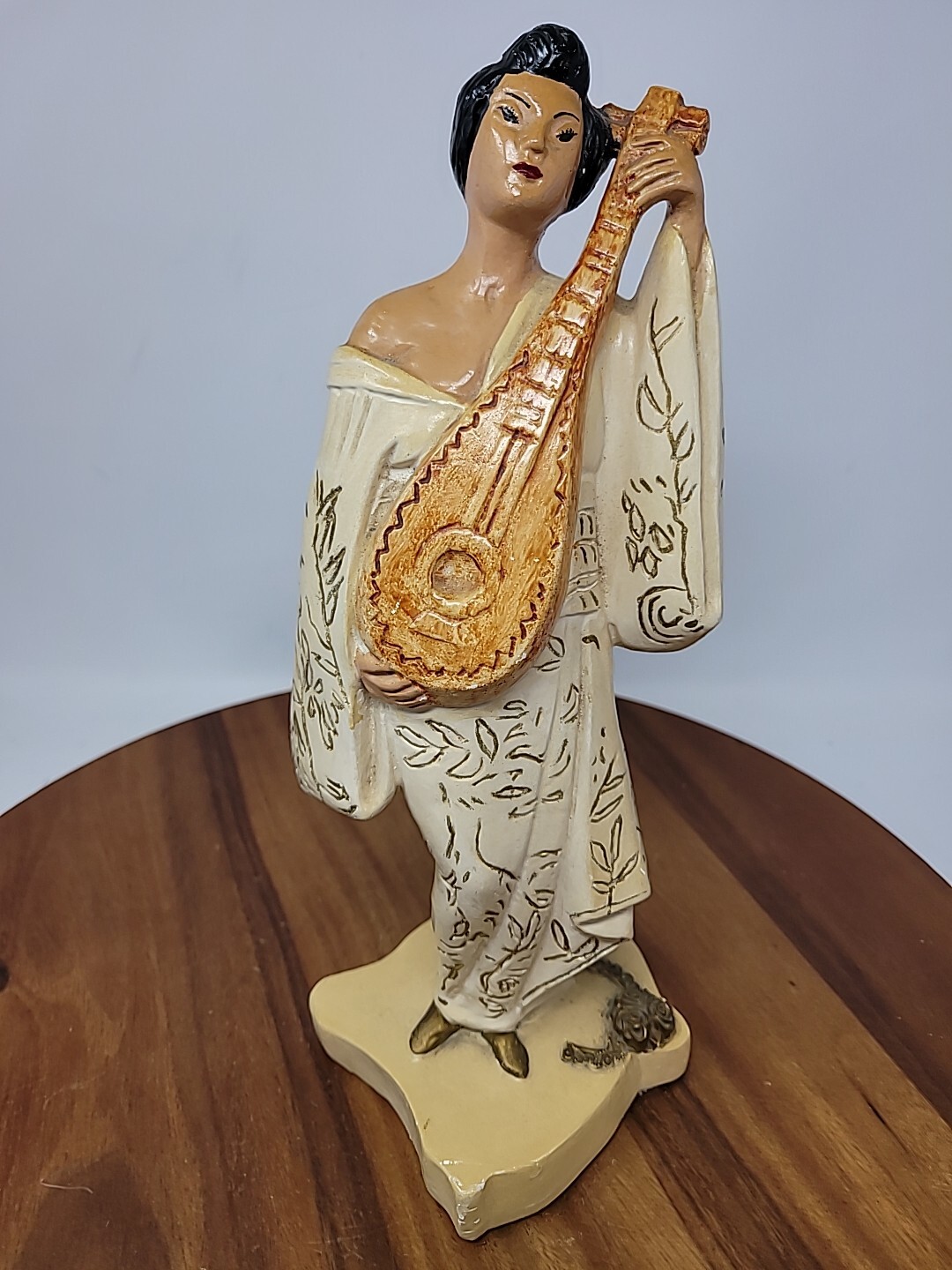 Japanese Asian Chalkware Vintage Two Figurines 12"