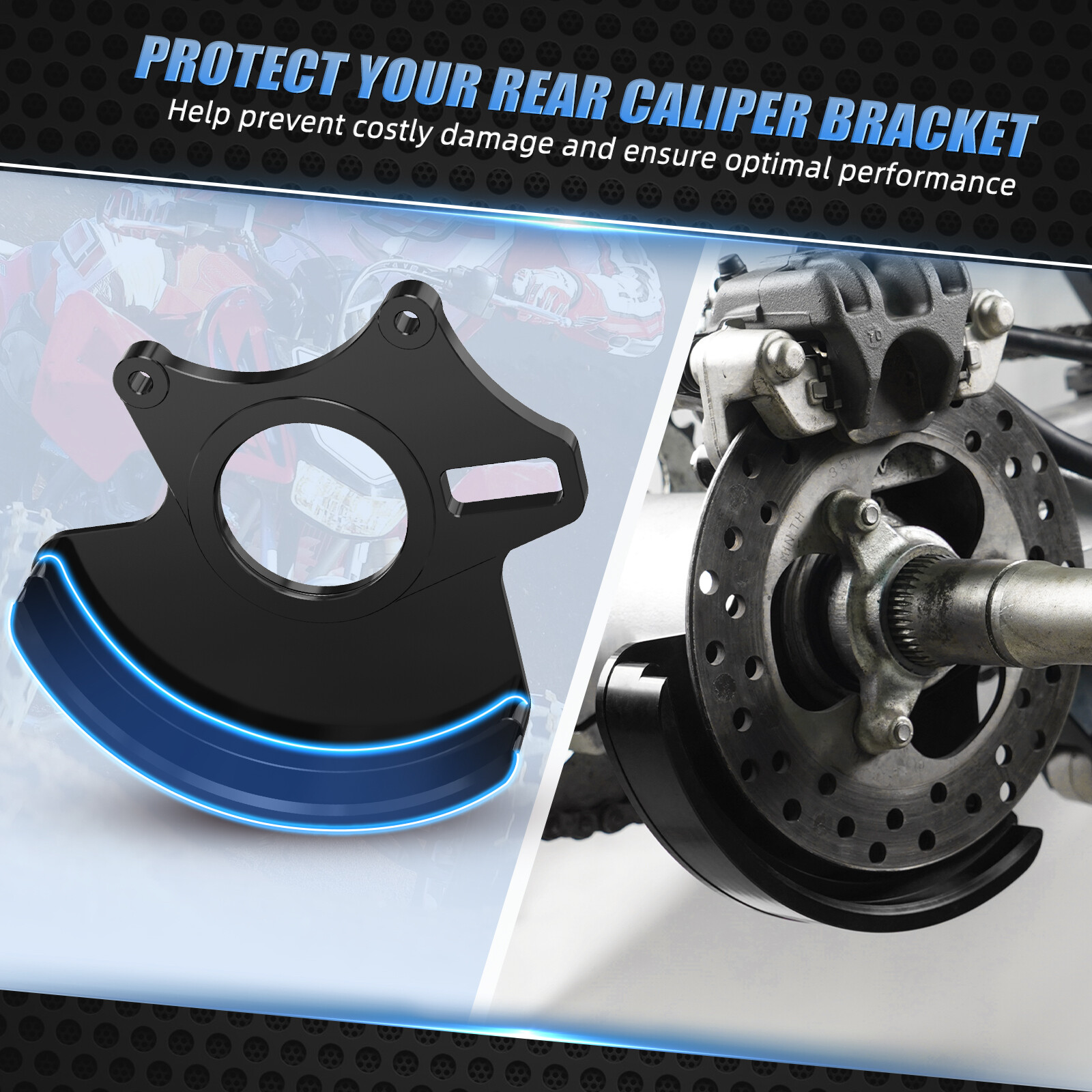 Rear Caliper Bracket Rotor Guard #43211-HP1-000 For Honda TRX450R TRX450ER Black