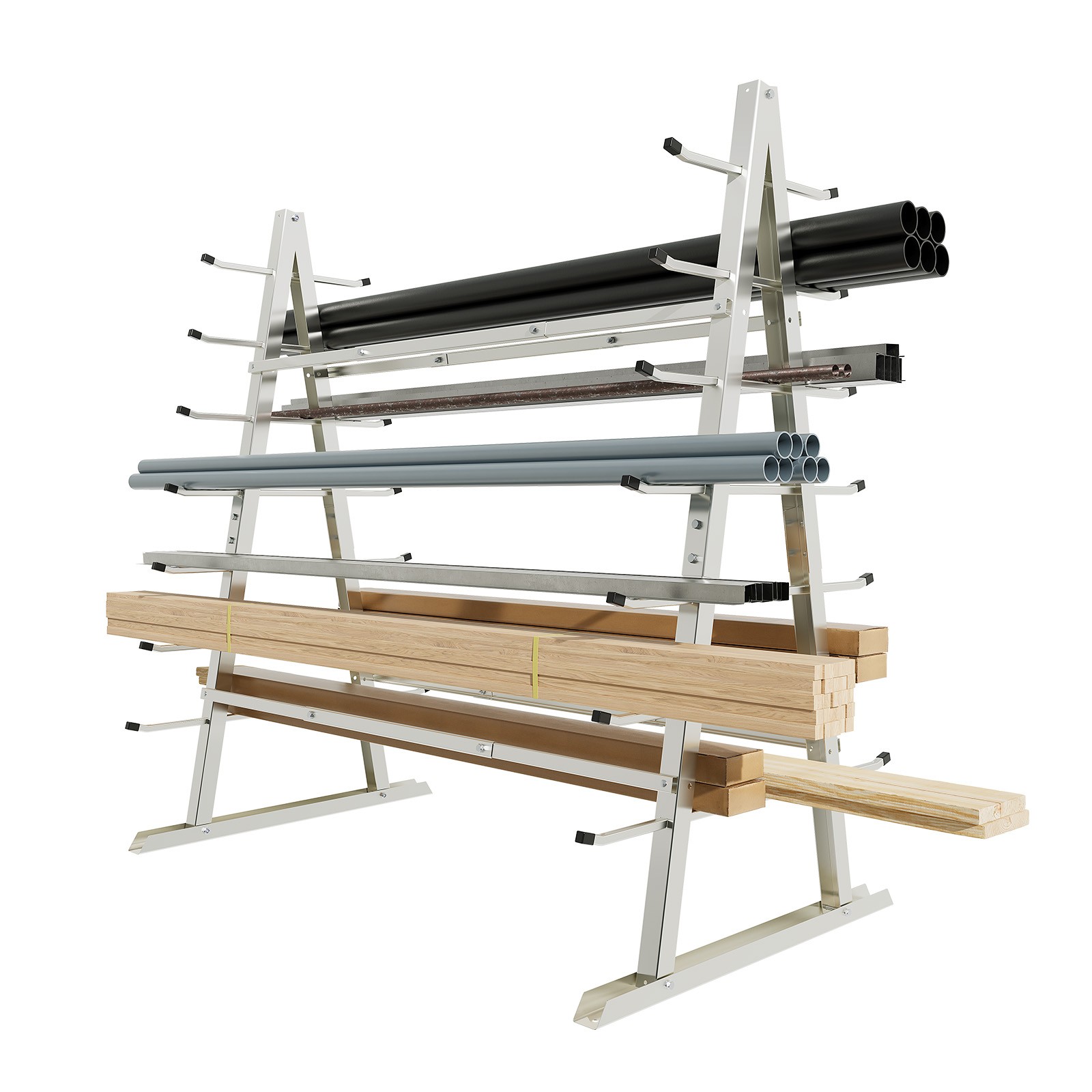 7-Tier Horizontal Storage Rack 5FTx 3FTx5 1/2FT Floor Standing Lumber For Garage