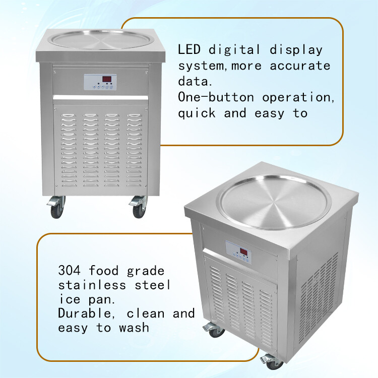 Kolice 22'' Single Pan Fried Ice Cream Machine Rolled Ice Cream Machine-ETL CE