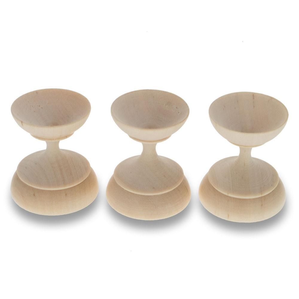 Set of 3 Unfinished Blank Wooden Ukrainian Easter Egg Stand Holder Display 1.5