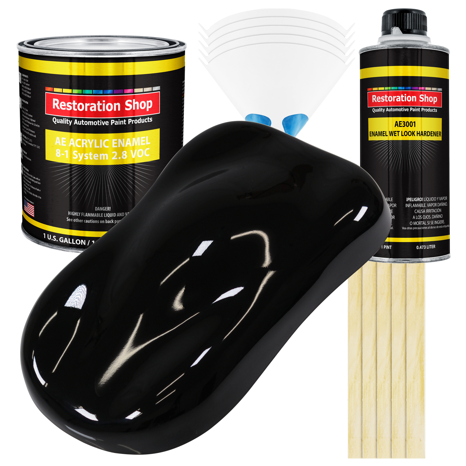 Restoration Shop Super Gloss Jet Black Acrylic Enamel Gallon Kit, Auto Paint