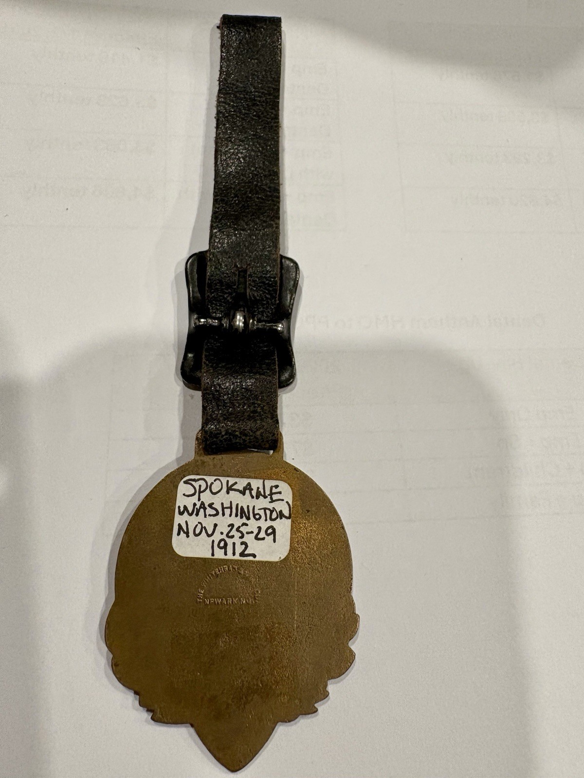 15th Annual Mining Congress Watch Fob 1912 Spokane Washington Gold Mining