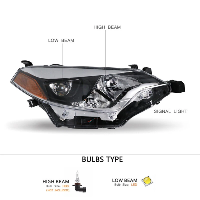 Headlights For 2014 2015 2016 Toyota Corolla Headlamps Left+Right SET Head Light