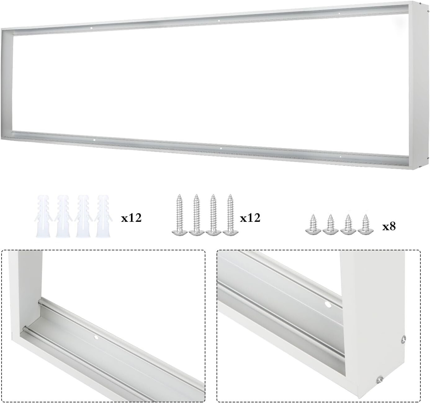 4-Pack, 1X4 FT Surface Mounted Frame Kits for Ceiling installation, 2.75"H