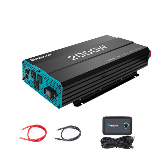Renogy 2000W Pure Sine Wave Inverter 12V DC to 120V AC Converter Remote Control