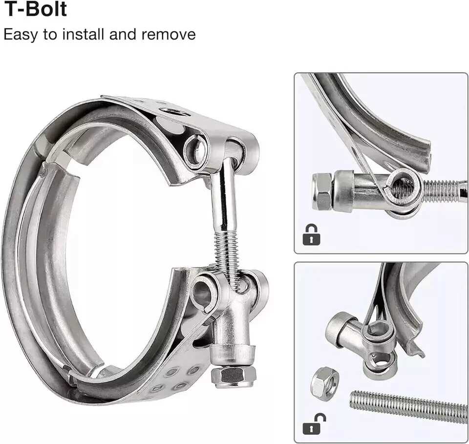 2.25" V Band Clamp With Flange Male Female Stainless Steel Joins 2.25" OD 4Pcs