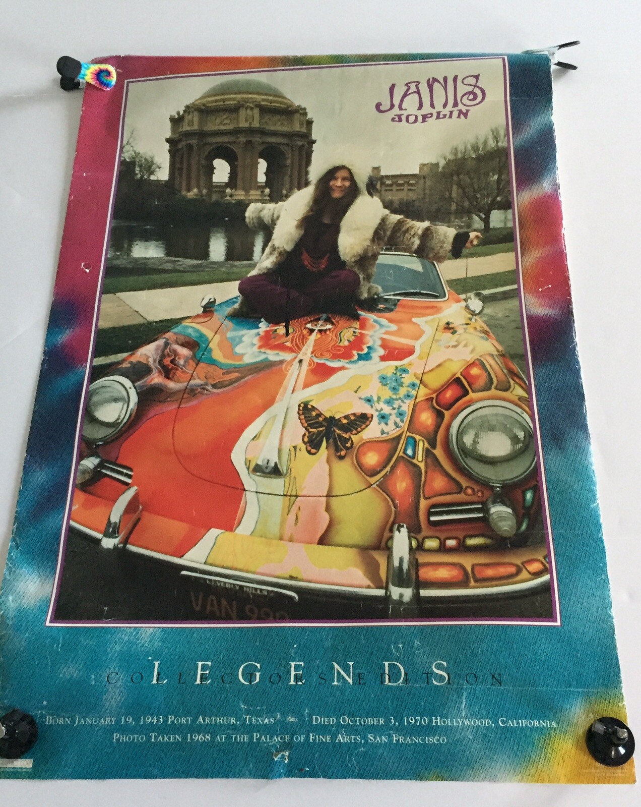Janis Joplin 1985 Poster Legends Sony 356 C Cabriolet Music Jim Marshall RARE
