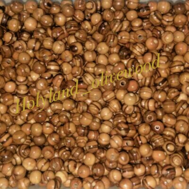 Olive Wood Round Beads Polished Rosary Jewelry Holy land Bethlehem Jerusalem