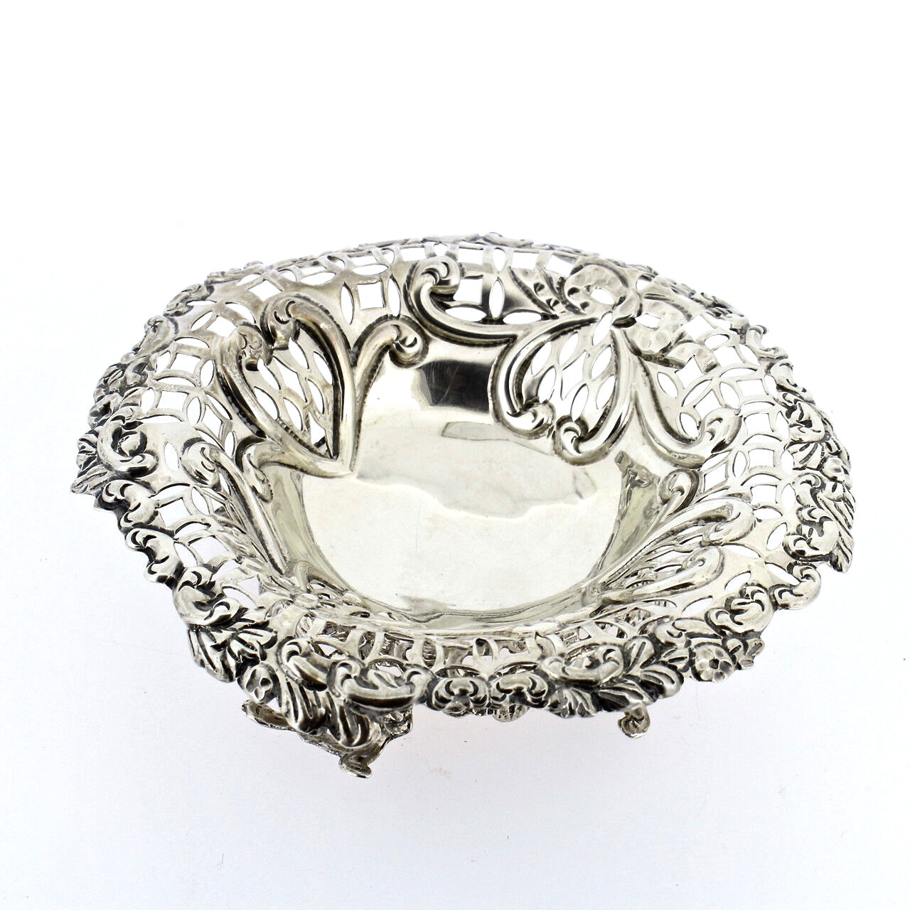 Antique English Sibray Hall & Co. 1892 Sterling Silver Sweetmeat Bon Bon Dish