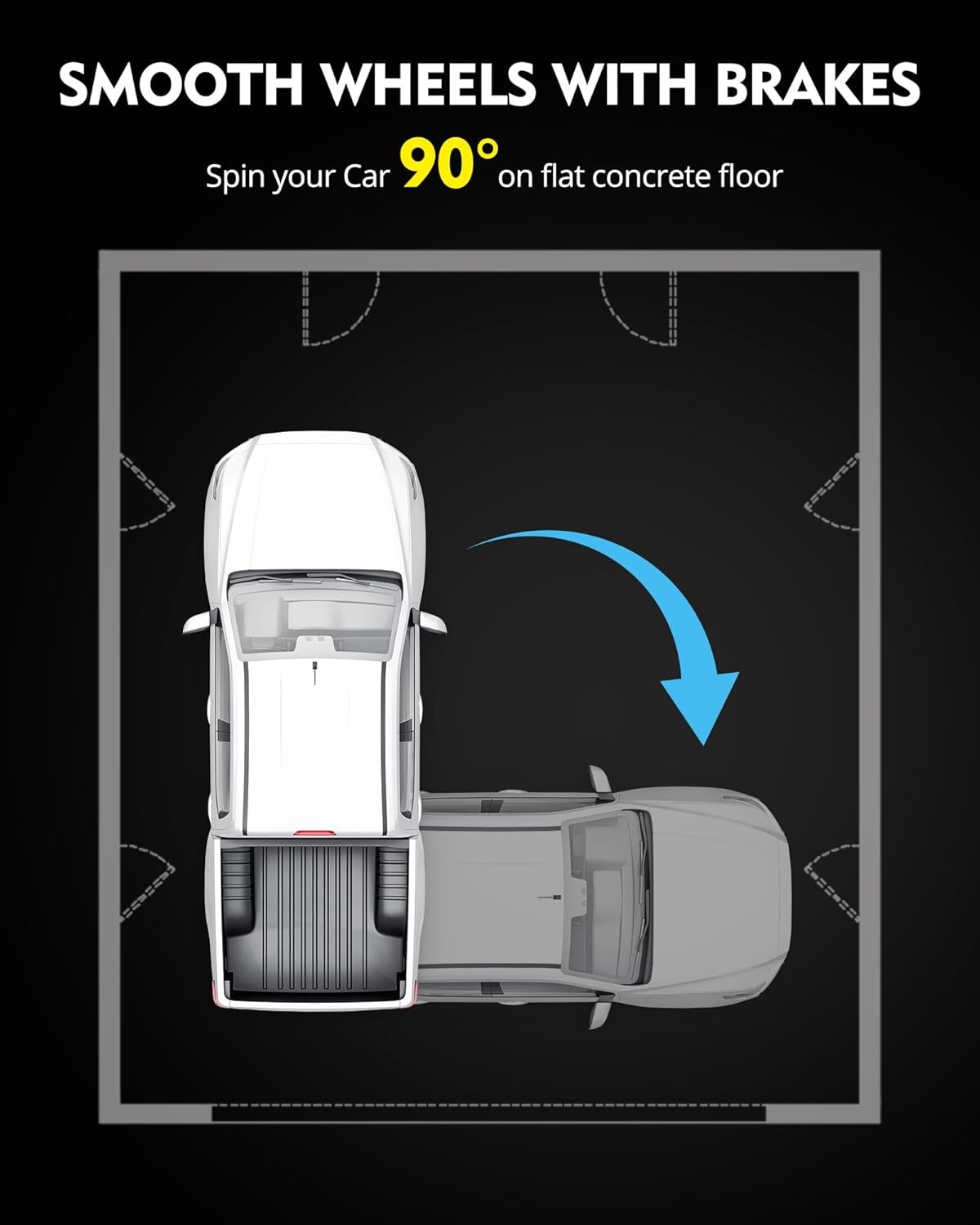Car Dolly Set 8000 lbs Heavy Duty Manganese Steel Wheel Dollies with 360° Wheels