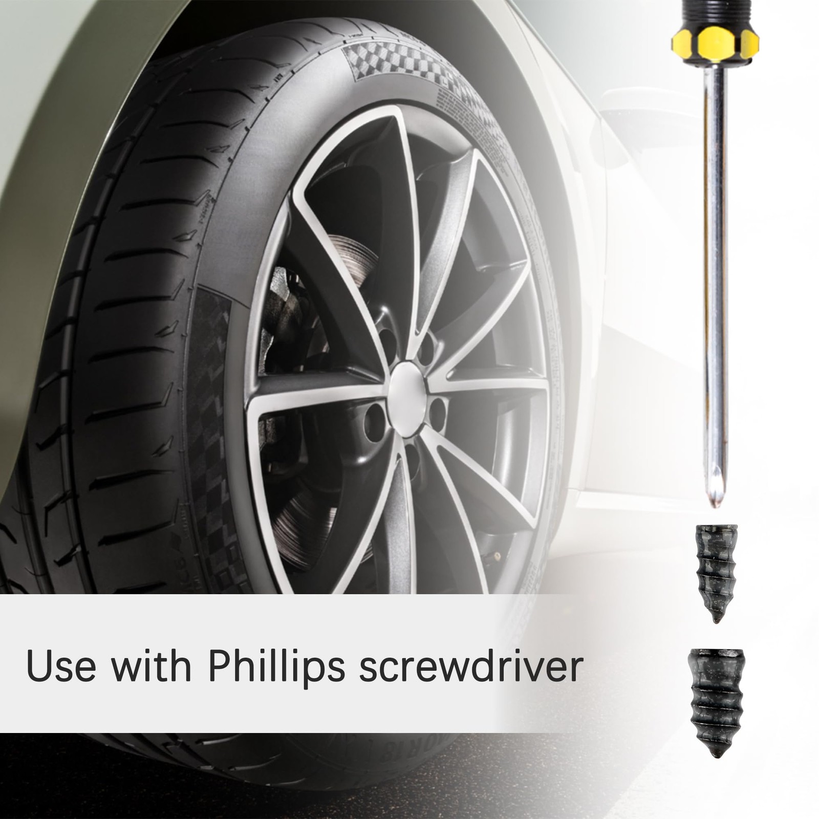 Share 60 Pcs Tire Repair Rubber Nail Screw Tire Plugs Quick Puncture for Car