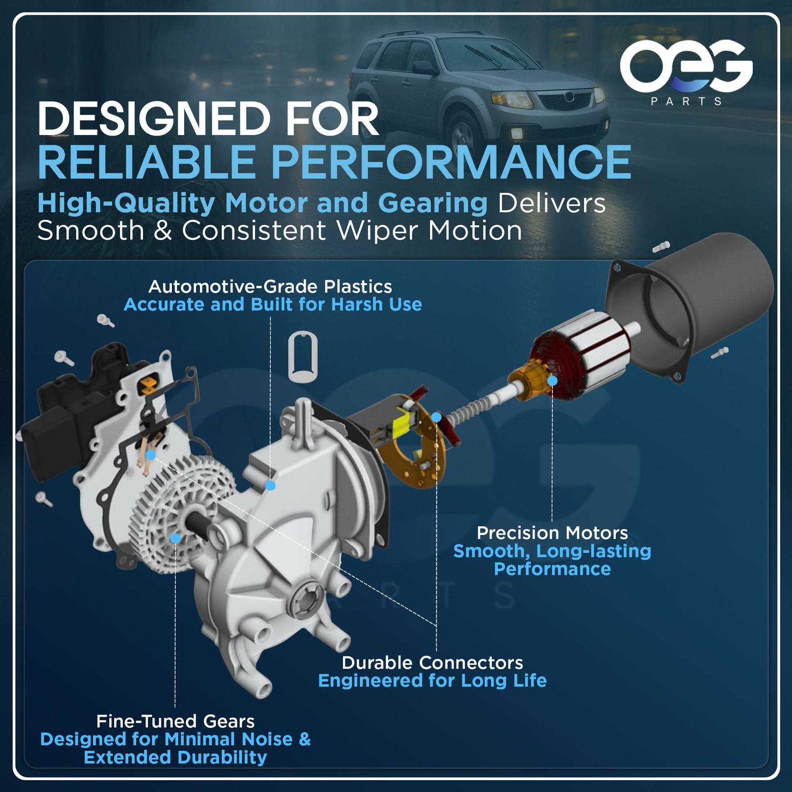 New Windshield Wiper Motor For Jeep Wrangler YJ 1987-95 227137 40-432 56030005