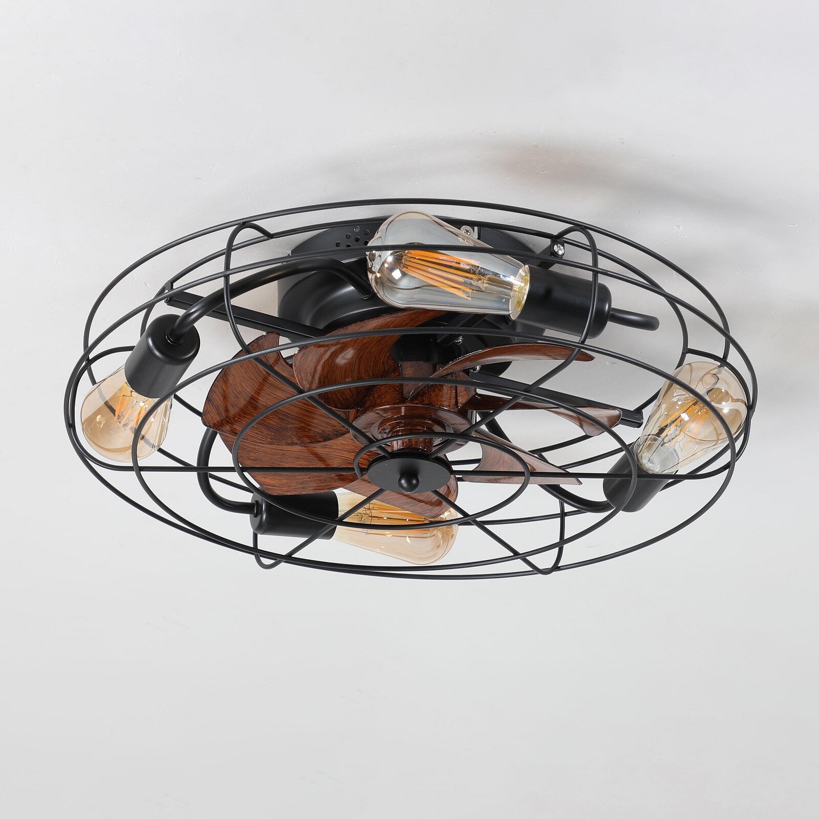 20-inch Farmhouse Ceiling Fan Light Flush Mount with Remote