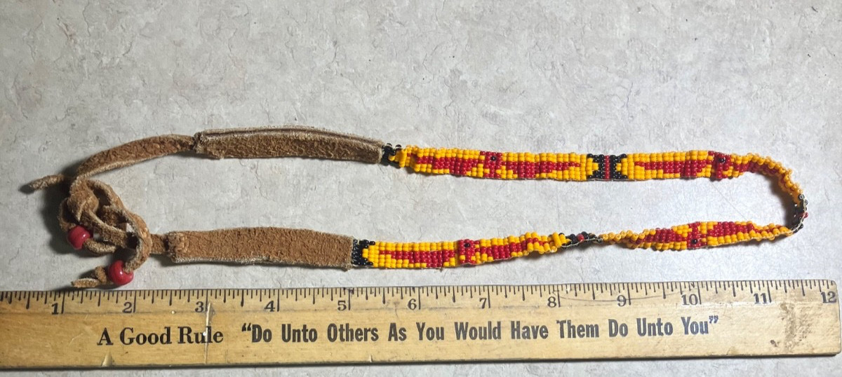 Antique beaded Native American hat band/head band-Thunderbirds-Navajo??