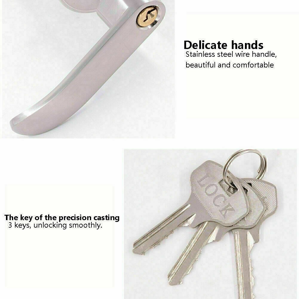 Entry Door Lever Lock Set Privacy Keyed Knob Lockset Handle+3 Keys Satin Nicke ~