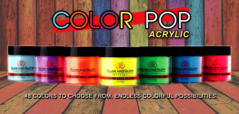 Glam and glits Nail Acrylic Powder - Color Pop Collection 1oz - Choose Colors