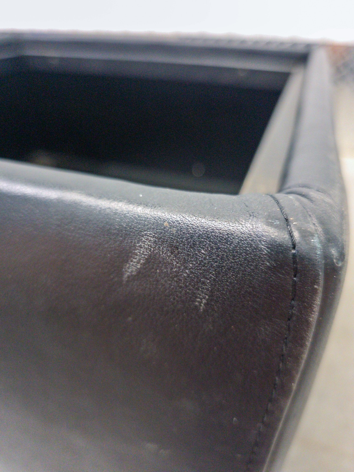 Ekornes Stressless "Soft" Leather Storage Ottoman | Black | Locking Casters