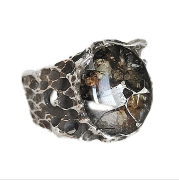 Seymchan pallasite Meteorite Ring S925 silver Ring Jewelry LB082