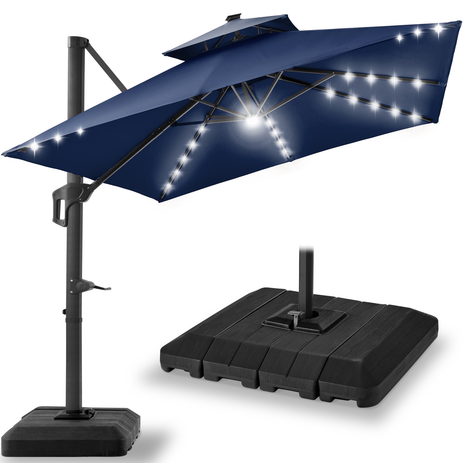 Best Choice Products 2-Tier LED Cantilever Umbrella, 10x10ft