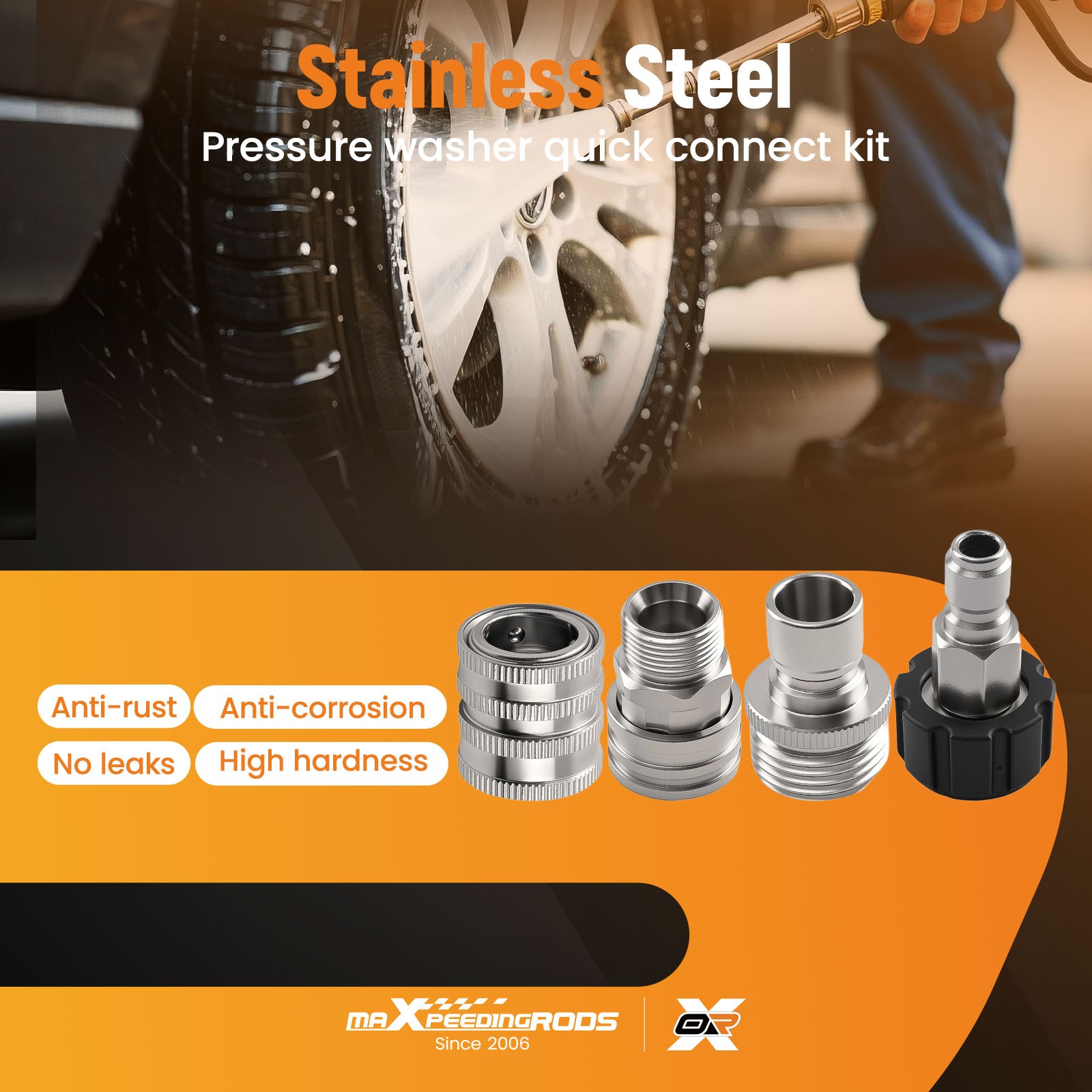 8PC Pressure Washer Quick Connect Adapter Kit M22-14mm Stainless Steel