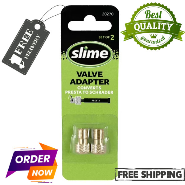 Slime Bicycle Tire Valve Adapter Presta to Schrader (Standard 2 Pc)