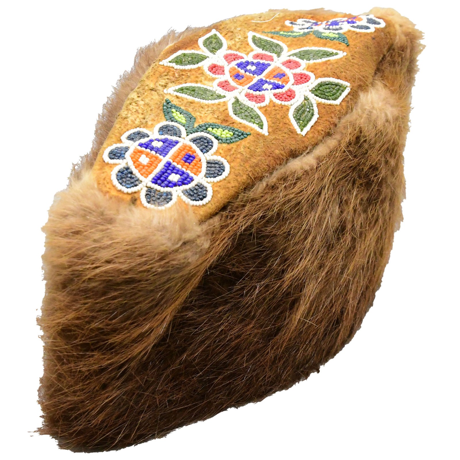 Cree Beaver Fur Beaded Hat