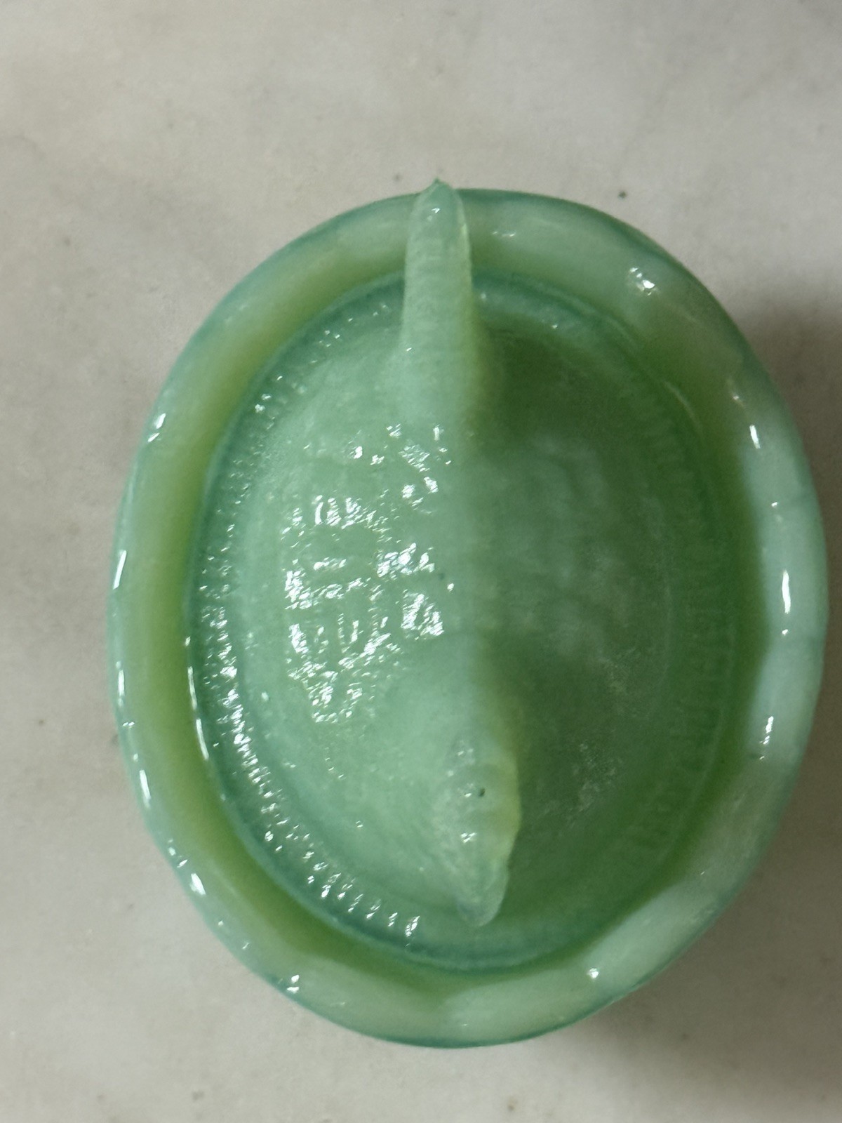 Jadeite Glass Mini Hen On A Nest, Salt dip, 2.5”