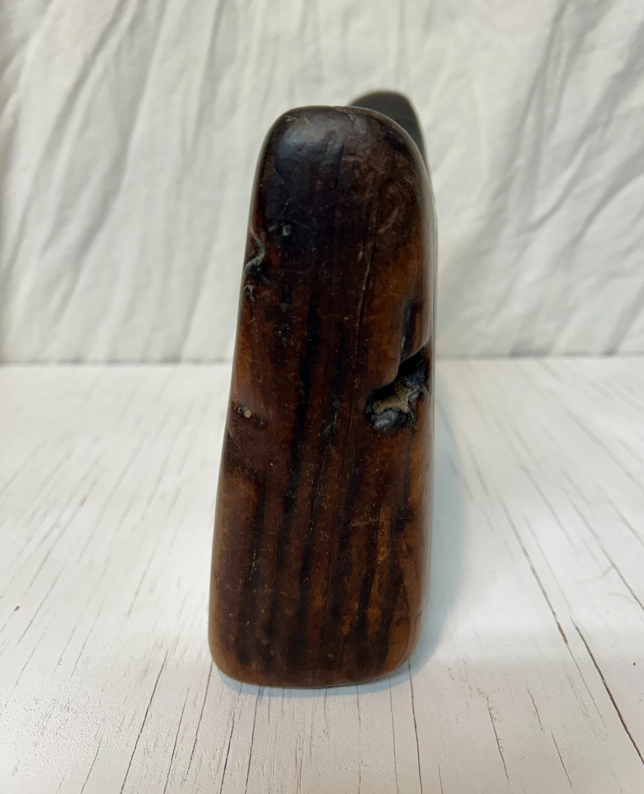 African Wooden Head Rest Pillow - Hand Carved - 7in X 8in X 2.5in - Good Patina