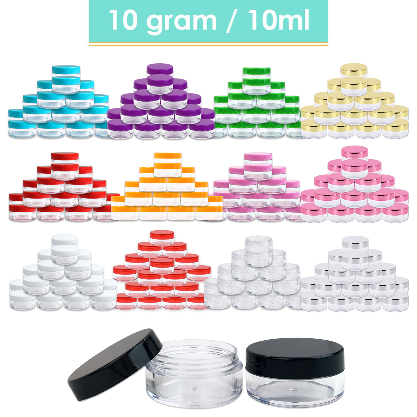 40 Jars 10 Gram 10ml Acrylic Plastic Jar Sample Containers BPA FREE