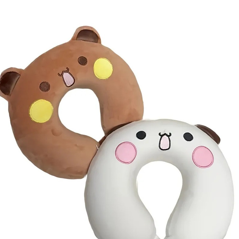 2 pcs Cute Panda U-Shaped Neck Pillow Soft Plush Travel Pillow for Adults & Kids