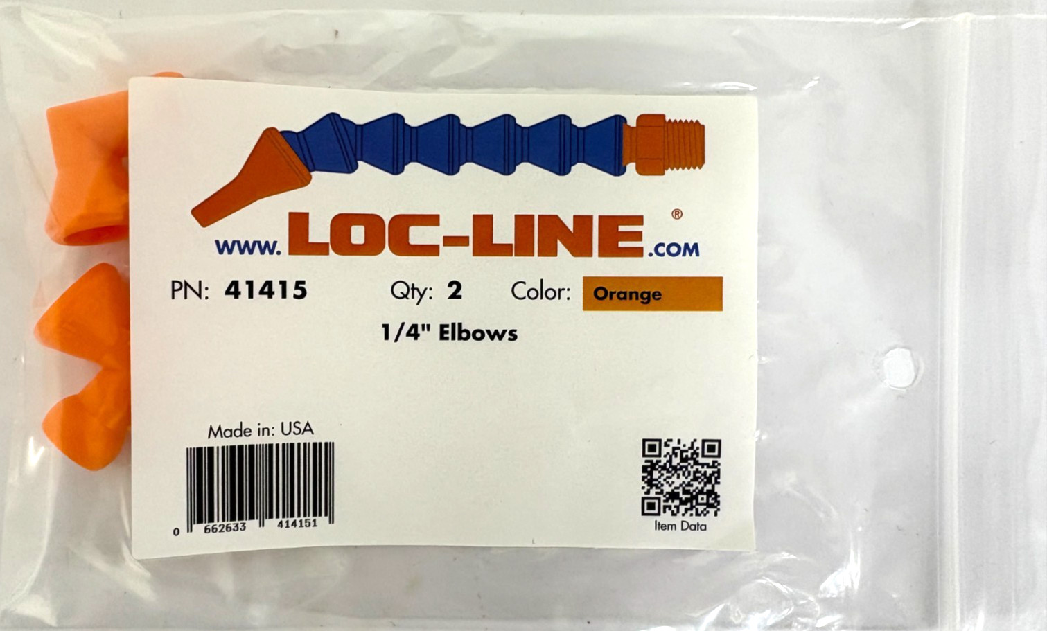 LOC LINE #41415 1/4" ELBOW FITTING 2PC PACK FOR COOLANT HOSE