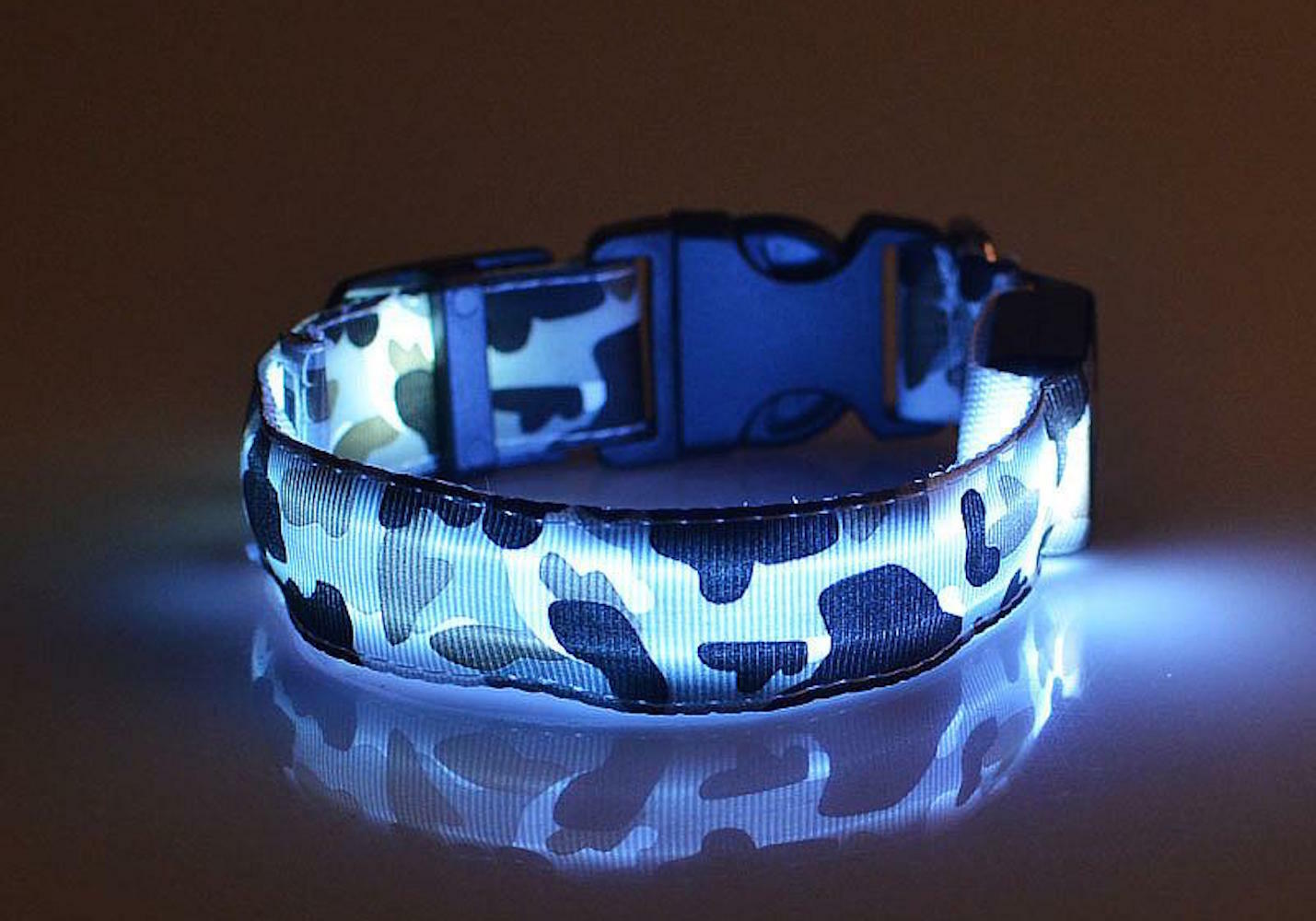 CAMOUFLAGE LED RECHARGEABLE COLLAR CAMO light-up Dog Pet Safety USB flash glow