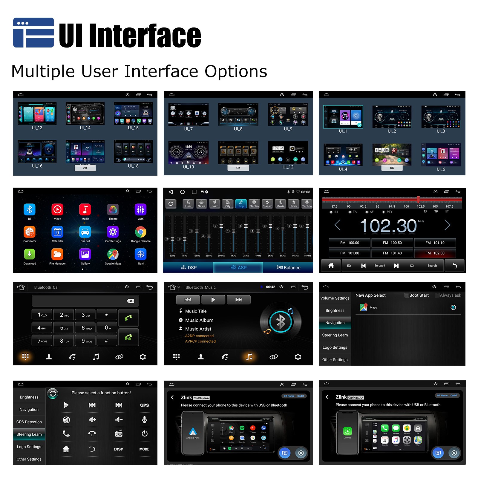 4+64GB Double 2 Din HeadUnit Car Stereo Carplay Android15 Radio Sat Nav WIFI 7in