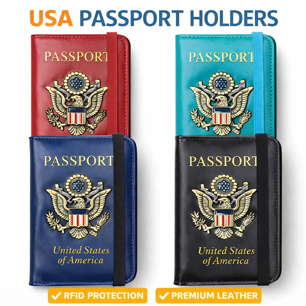 Passport Holder Cover RFID Blocking Leather Travel Wallet with Card Slots