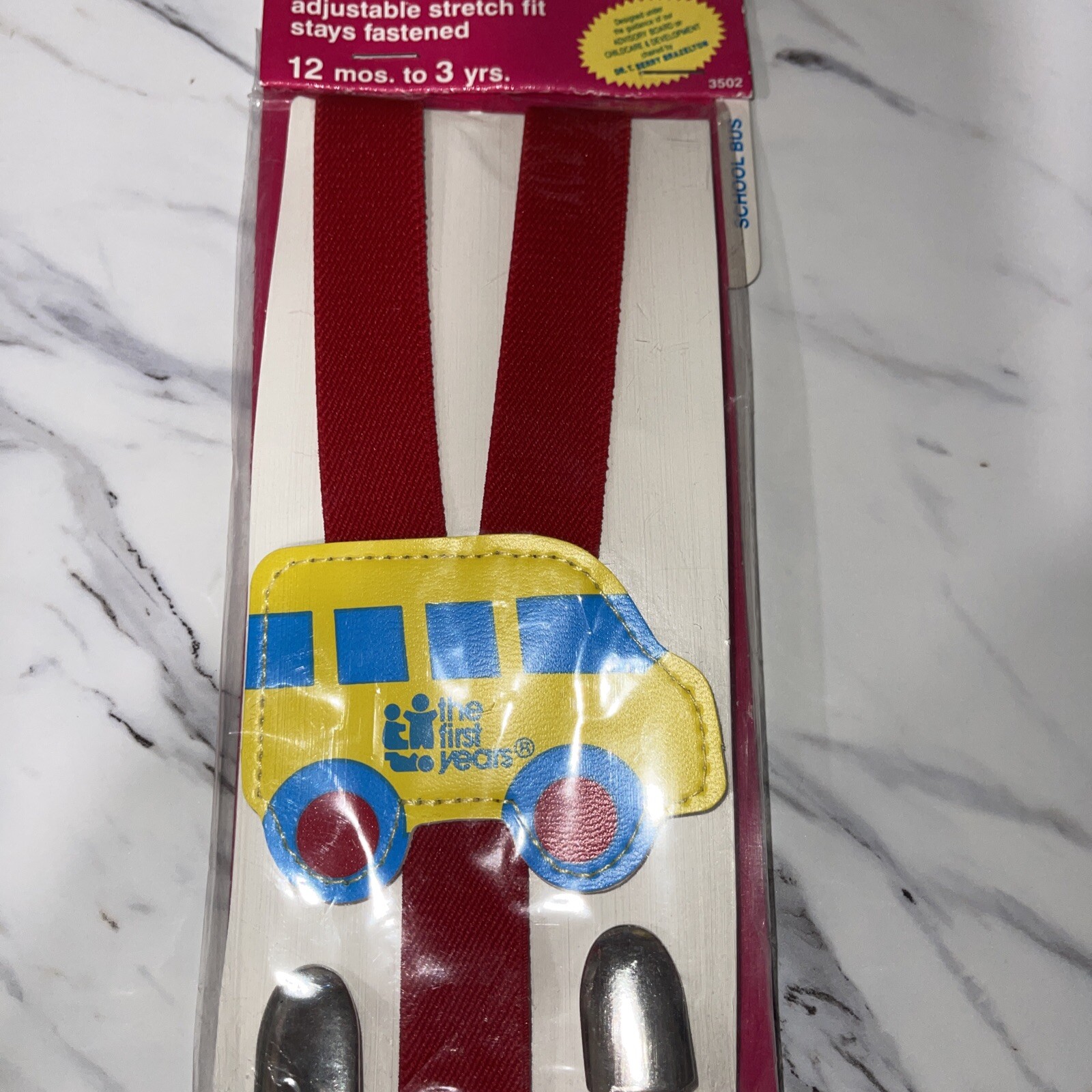 Vintage 1990 The First Years Toddler School Bus Suspenders 12 Months to 3 Years