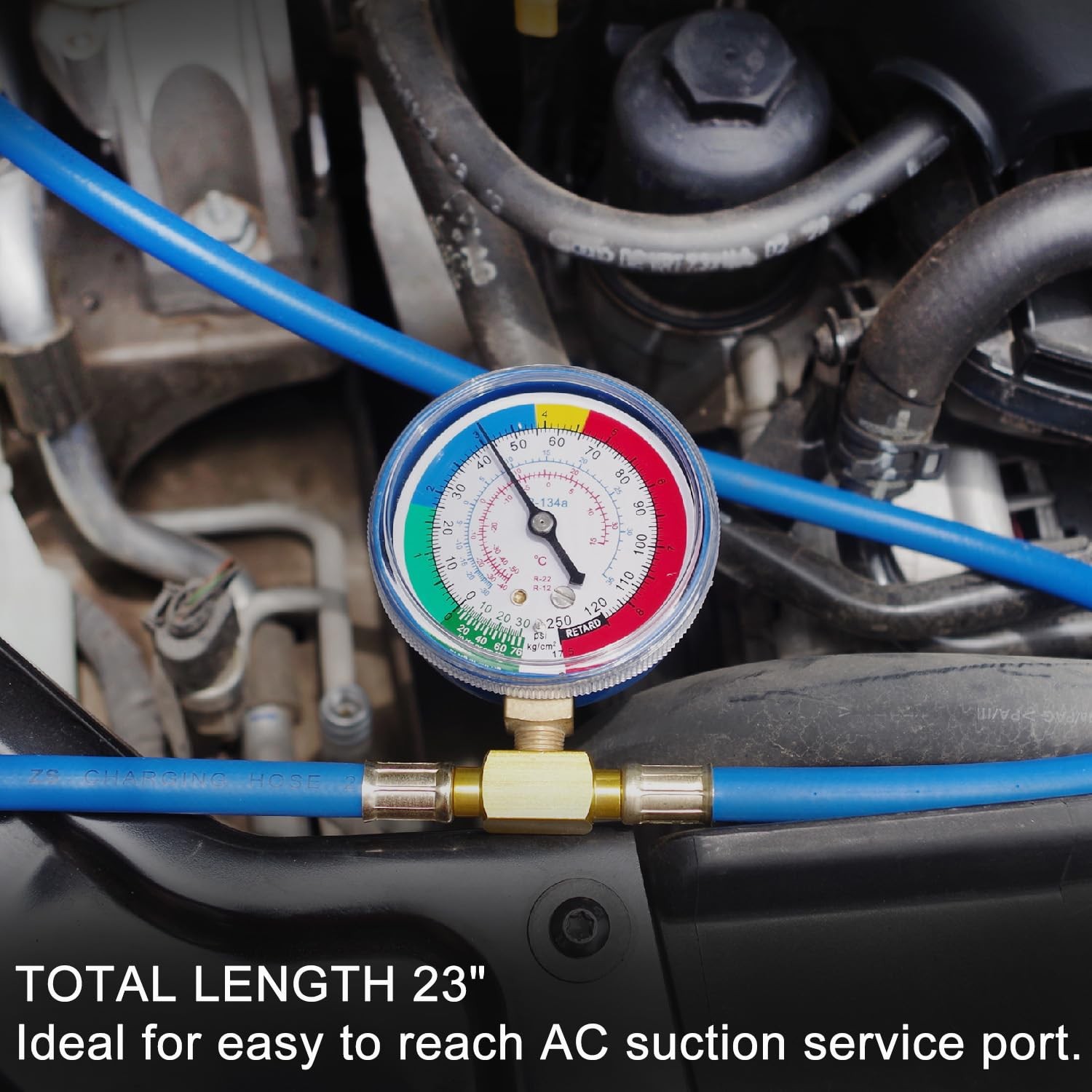 AC Charge Hose with Gauge for R134A Car HVAC Refrigerant Low Pressure Kit