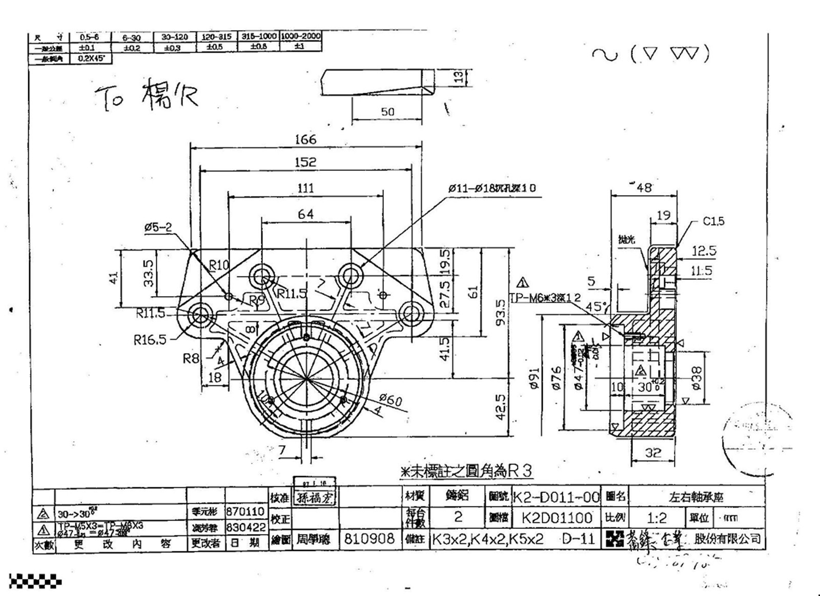 X Axis End Cap w/ Bracket fit Bridgeport (Single Bearing / Right Hand Side)