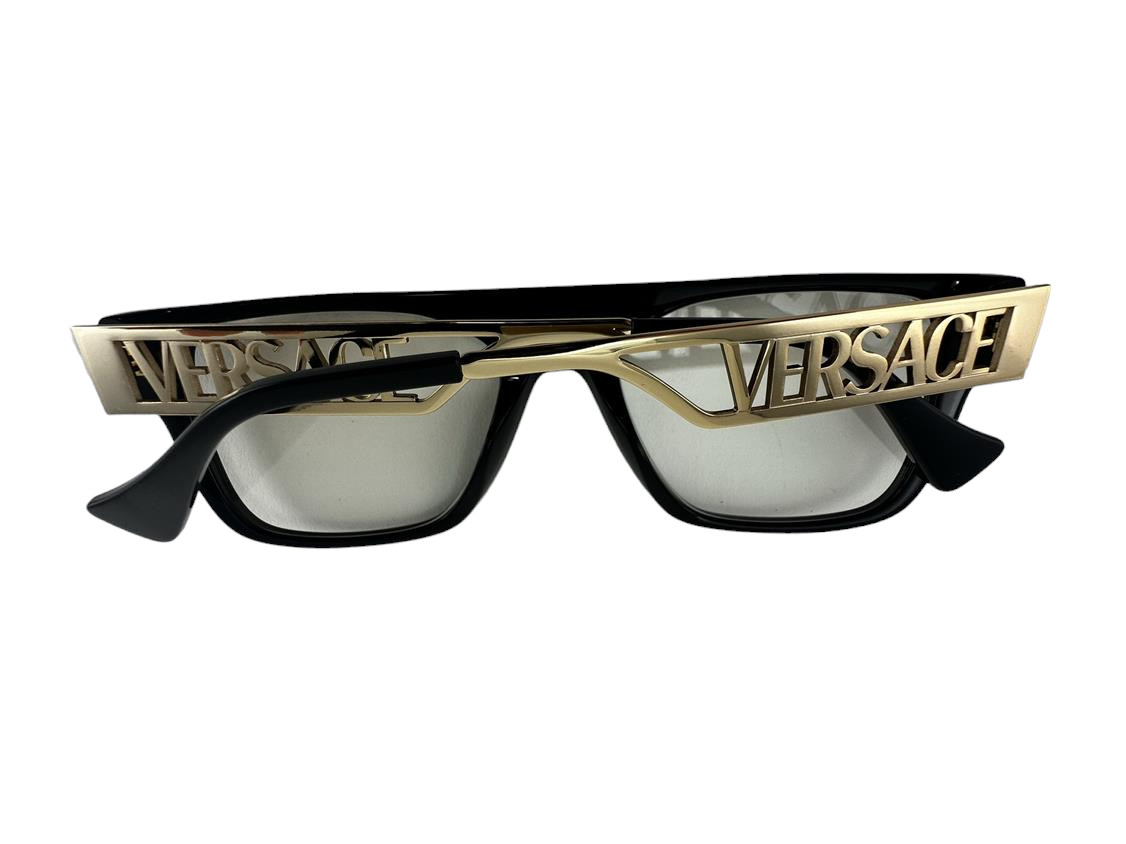 Versace NEW Black Retro Flat Top Frames Gold Mens 55-19-145 Eyeglasses VE3326U
