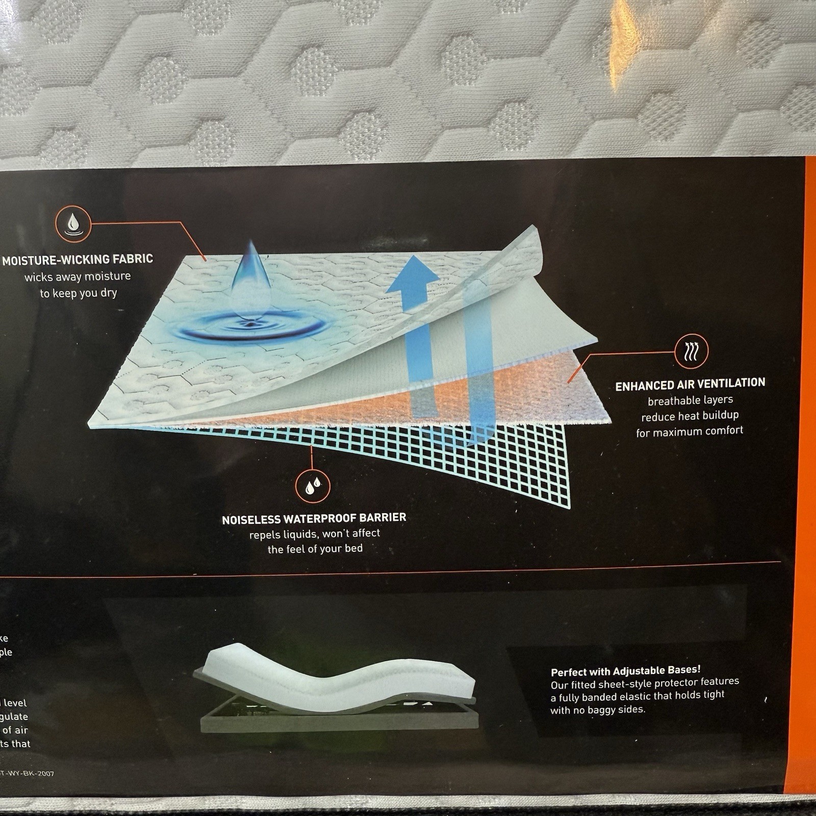 Bedgear Split Cal King Mattress Protector Dri-Tec Airflow Performance 36x84 in.