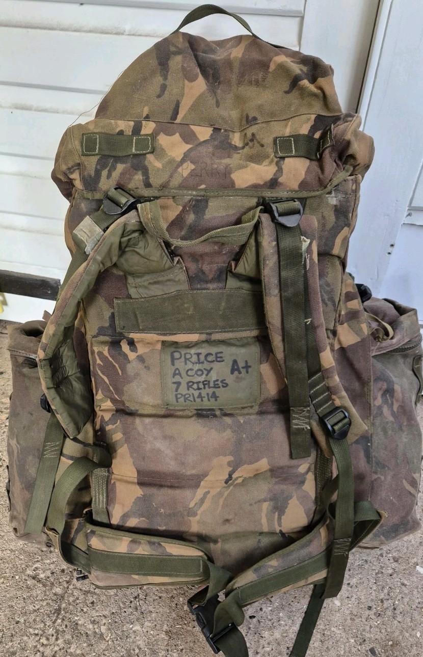 GENUINE BRITISH ARMY BERGEN RUCKSACK DPM LONG BACK 120L SIDE POUCHES +YOKE 1995