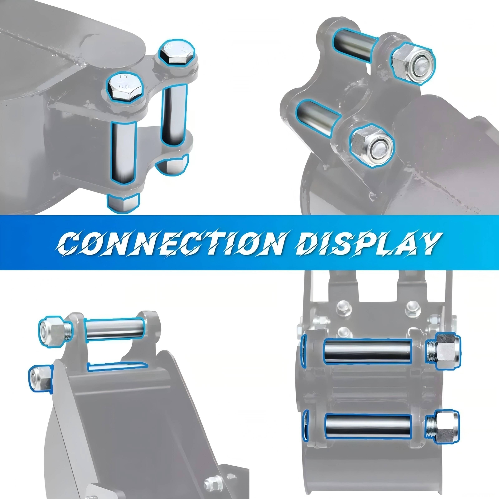 25mm/0.98in Pins for Mini Excavator Attachment Connection， Bolts and Nuts Kit