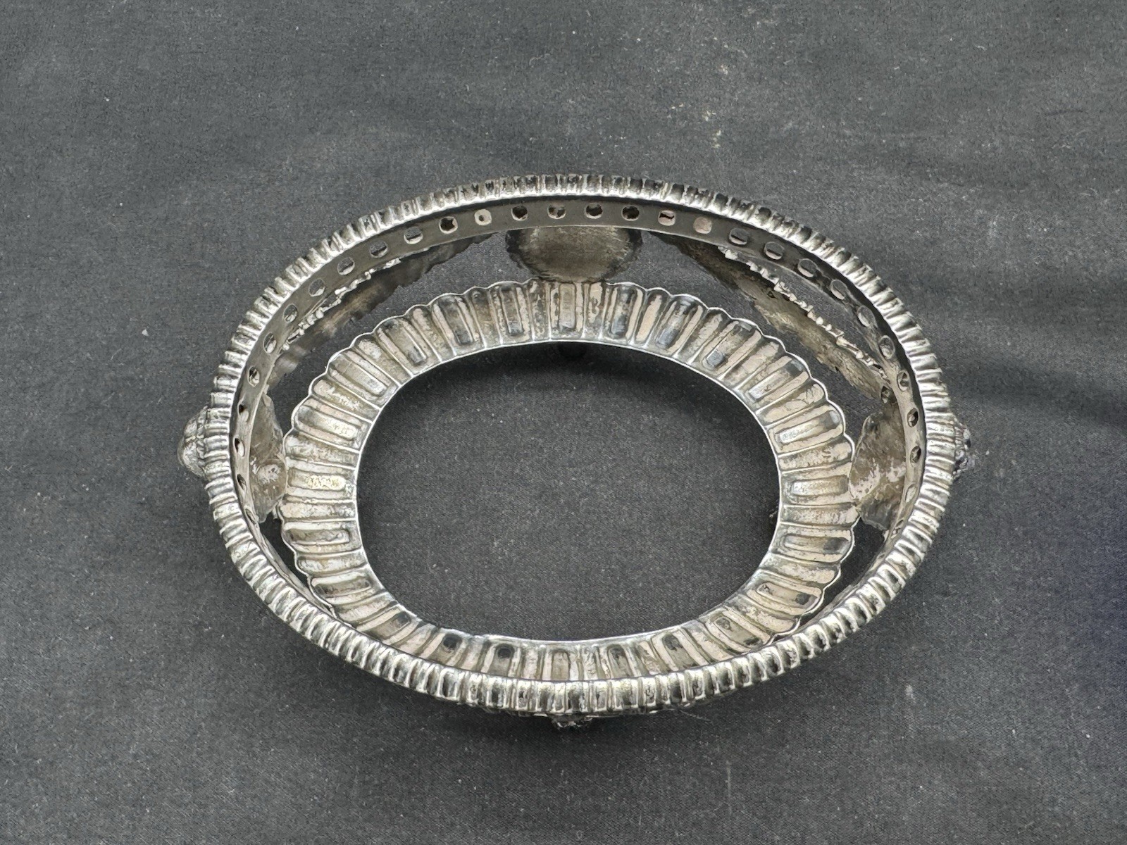 ANTIQUE FRENCH STERLING SILVER MASTER SALT CELLAR W/ COBALT BLUE GLASS INSERT