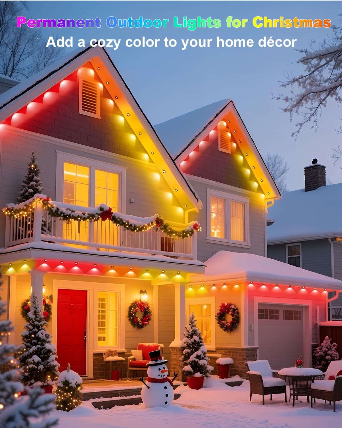 Smart Permanent Outdoor Lights RGBIC Eaves Light for House Holiday Party Decor