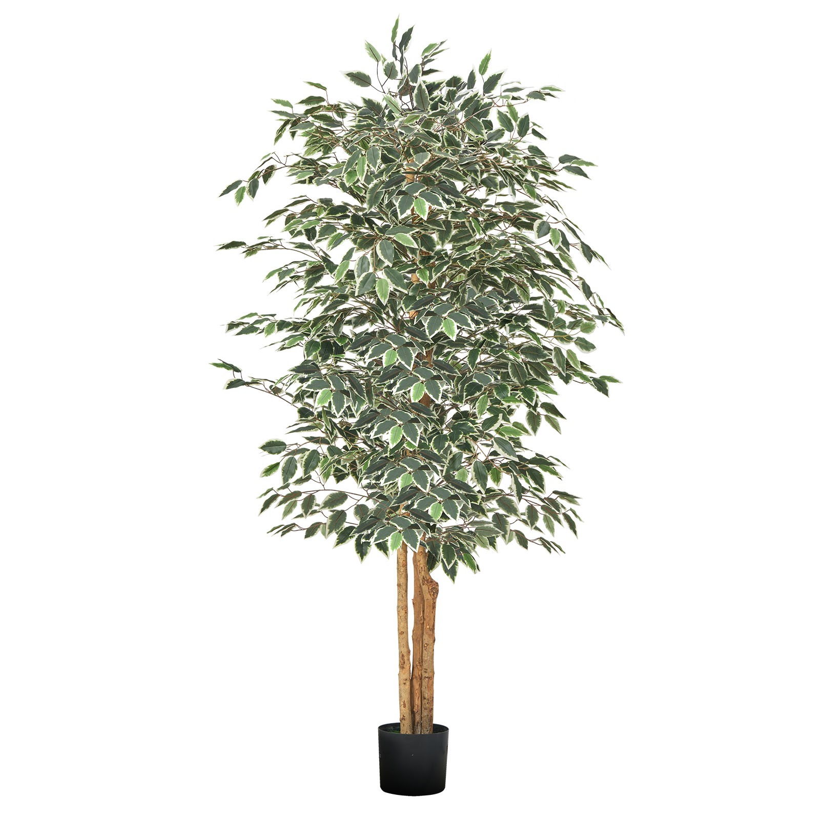 Uimoso 6FT Artificial Ficus Tree Tall Faux Plant with Black Pot Indoor Decor