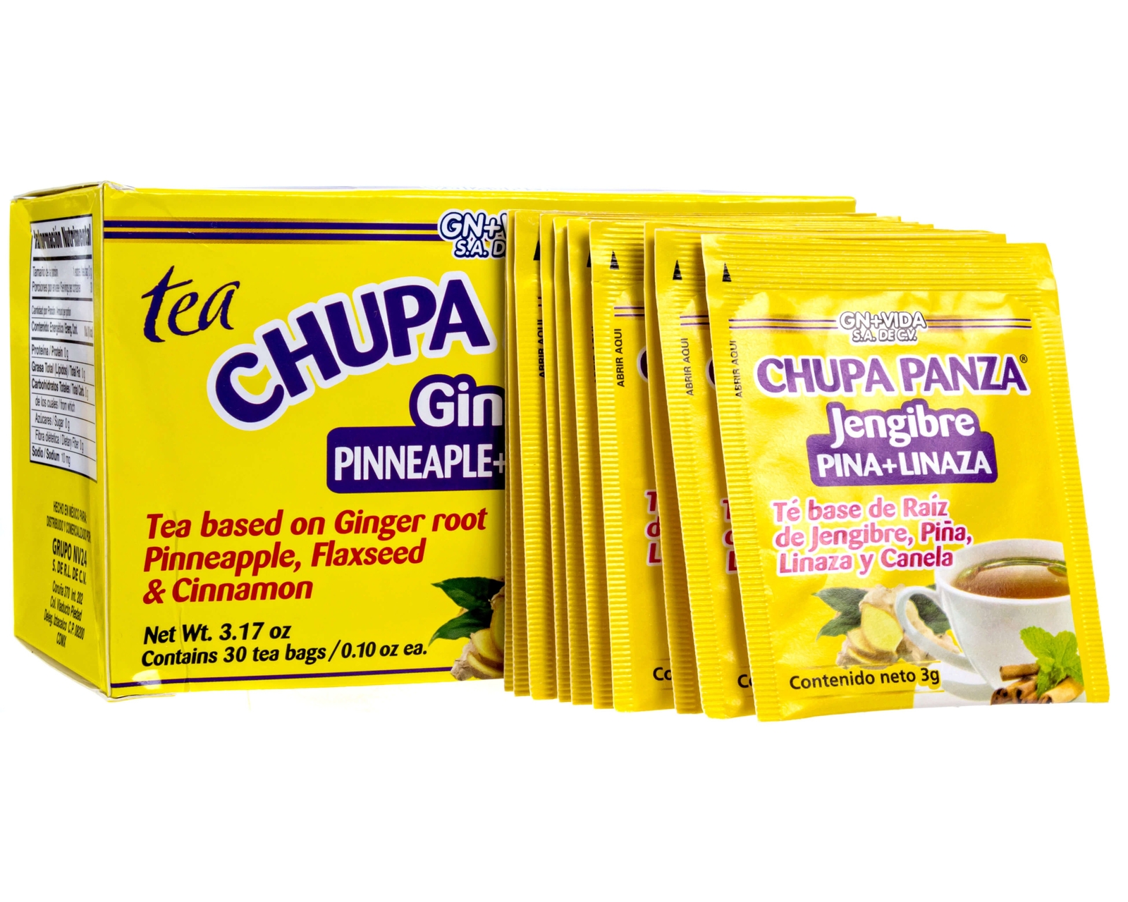 2 PACK Chupa Panza Detox Ginger Tea 60 Day Supply Te Chupa Pansa de Jenjibre...
