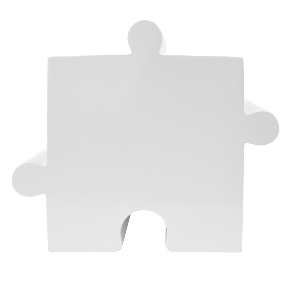 White Modular Puzzle Side Table w/ Convex Edge for Indoor & Outdoor