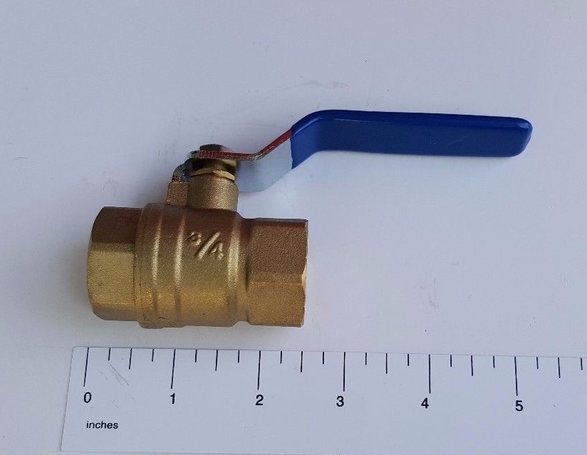 1) 3/4" FEMALE THREADED BALL VALVE, LEAD FREE BRASS, 600 PSI, WATER OIL GAS